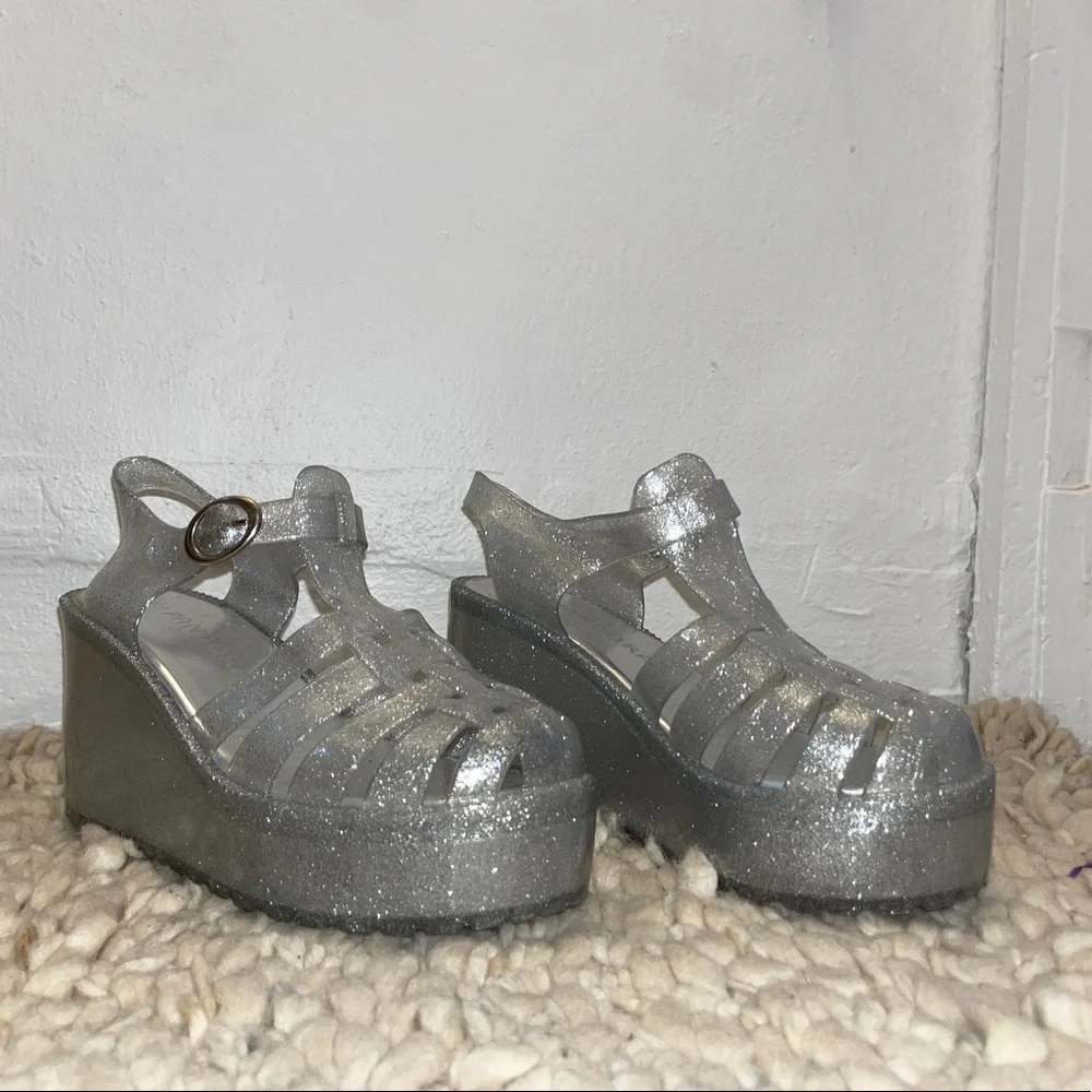 Pandora Silver Glitter Platform Sandals
